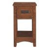 Mission Style 1-Drawer End Table Nightstand in Brown Wood Finish