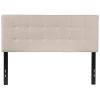 Full size Beige Taupe Fabric Box-Stitch Upholstered Headboard