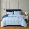 Twin/Twin XL Traditional Microfiber Reversible 3 Piece Comforter Set in Blue/Navy