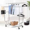 Heavy Duty Double Bar Clothes Hanging Garment Rack on Lockable Wheels