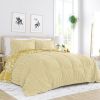 Full/Queen size 3-Piece Yellow White Reversible Floral Striped Comforter Set