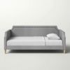 Twin size Grey Polyester Fabric Upholstered Daybed with Nailhead Trim