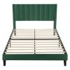 Queen size Modern Green Velvet Upholstered Platform Bed with Headboard