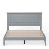 Queen Traditional Solid Oak Wooden Platform Bed Frame with Headboard in Grey