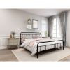 King size Black Metal Platform Bed Frame with Rounded Headboard Footboard