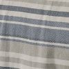 King size Navy Blue Tan Cream Chevron Stripe Lightweight Cotton Blanket