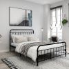 Queen Classic Farmhouse Black Metal Bed Frame with Rounded Headboard Footboard