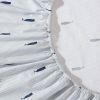 Queen size Coastal Beach 100-Percent Cotton Navy Blue White Stripe Sheet Set