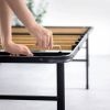 Twin XL size Metal Bed Frame with Bamboo Wood Slats
