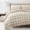 Full/Queen Soft Lightweight Puff Textured 2-Piece Comforter Set in Neutral Tan