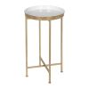 Gold Metal Round Nightstand End Table with Removable White Tray Top