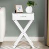 X-Shape 1 Drawer Nightstand End Side Table Storage in White