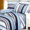 Blancho Bedding - [Blue Purple Stripes] 100% Cotton 4PC Duvet Cover Set (Queen Size)(Comforter not included)