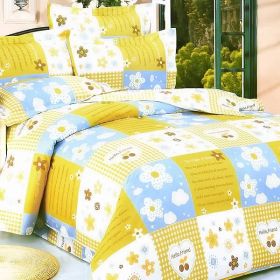 Blancho Bedding - [Yellow Countryside] 100% Cotton 7PC Bed In A Bag (Queen Size)