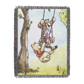 Disney Winnie the Pooh - Having Fun Woven Tapestry Throw Blanket
