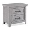 Light Gray Finish 1pc Two Drawers Nightstand Wooden Bedroom Furniture Metal Pull Furniture