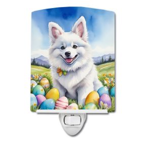 NEW American Eskimo Easter Egg Hunt Ceramic Night Light Compact, UL-Certified, Ideal for Bedroom, Bathroom, Nursery, Hallway, Kitchen, 6x4x3