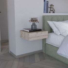 Floating Nightstand 5"H, Modern Wall-Mounted Bedside Shelf with Drawer, Light Gray