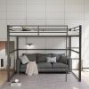 Metal Loft Bed Full Size, Loft Bed Frame with Safety Guard Rails & Flat Ladder, Twin Loft Bed for Kids Teens Adults, Black