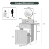 White Makeup Vanity Desk with Round Mirror and Lights, 2 in 1 Nightstand, Dressing Table with a Chair