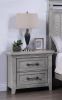 Light Gray Finish 1pc Two Drawers Nightstand Wooden Bedroom Furniture Metal Pull Furniture