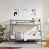 Twin over Full Bunk Bed with Flexible Ladder,Kids Solid Wood Bed Frame,Strong Wooden Slats, Non-Toxic Finishes, No Box Spring Needed,Gray