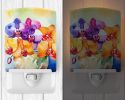 NEW Orchids in Watercolor Ceramic Night Light Compact, UL-Certified, Ideal for Bedroom, Bathroom, Nursery, Hallway, Kitchen, 6x4x3, Multicolor
