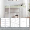 Metal Loft Bed Full Size, Loft Bed Frame with Safety Guard Rails & Flat Ladder, Twin Loft Bed for Kids Teens Adults, White
