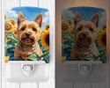 NEW Norwich Terrier in Sunflowers Ceramic Night Light Compact, UL-Certified, Ideal for Bedroom, Bathroom, Nursery, Hallway, Kitchen, 6x4x3, Multicolor
