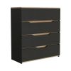 Myra Three Piece Bedroom Set, Aralia Drawer Dresser, Two Omaha Nightstands, Black / Light Oak