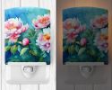 NEW Peonies in Watercolor Ceramic Night Light Compact, UL-Certified, Ideal for Bedroom, Bathroom, Nursery, Hallway, Kitchen, 6x4x3, Multicolor
