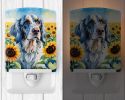 NEW English Setter in Sunflowers Ceramic Night Light Compact, UL-Certified, Ideal for Bedroom, Bathroom, Nursery, Hallway, Kitchen, 6x4x3, Multicolor