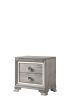 Contemporary 1pc Light Gray Brown Finish 2 Storage Drawer Nightstand End Table Mirrored Accents Beautiful Solid Wood Wooden Bedroom Furniture