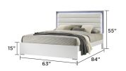 Olivia Contemporary Style Queen Bed Made with LED Headboard & Wood in White