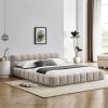 Queen Size Upholstered Bed Frame with Thick Fabric