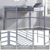 Metal Loft Bed Twin Size, Loft Bed Frame with Safety Guard Rails & Flat Ladder, Twin Loft Bed for Kids Teens Adults, Gray