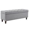 43 Inches 110*41*42cm Linen With Storage Copper Nails Bedside Stool Footstool Light Gray