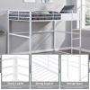 Metal Loft Bed Twin Size, Loft Bed Frame with Safety Guard Rails & Flat Ladder, Twin Loft Bed for Kids Teens Adults, White