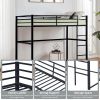 Metal Loft Bed Full Size, Loft Bed Frame with Safety Guard Rails & Flat Ladder, Twin Loft Bed for Kids Teens Adults, Black