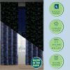 Glow-in-the-Dark Blackout Curtain Panel – Blue Dinosaur Print, 37" x 84", Light Blocking, 1 Panel