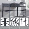 Metal Loft Bed Twin Size, Loft Bed Frame with Safety Guard Rails & Flat Ladder, Twin Loft Bed for Kids Teens Adults, Black