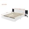 Queen Size Wooden Floating Platform Bed, with LED Lights, Bedside Nightstand, White