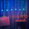 1pc LED Star Curtain Light; Festival Linghts; Christmas Decoration; For Window Bedroom Decorative Atmosphere String Lights 11.5ft