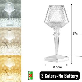 LED Diamond Night Light Table Lamp Rechargeable Touch Sensor Dimming Crystal Projection Light For Bedside Bedroom Restaurant Bar (Emitting Color: basic plug-in, Ships From: China)
