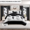 9 Piece Soft All-Season Washed Microfiber Cover Set , Queen/King/Calking Bedding Set With Pillowcases,Bedspread Print Curtains & Solid Curtains,Print
