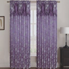 Molly Jacquard Rod Pocket Panel with Attached (Color: Purple)