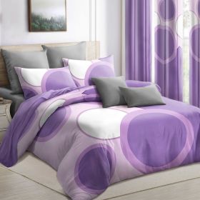 9 Piece in a Bag Thick Touch Bed Cover Curtain Set, Upgraded Luxury Bedspread Set, Bamboo microfiber All Season Bedding-Set For Home, RV Beding (Color: Purple Dot, size: CAL KING)