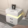 2 Set Nightstand with Adjustable LED Strip Light, 2-drawers, Large Storage Space, Suitable for Bedside Table, Coffee Table