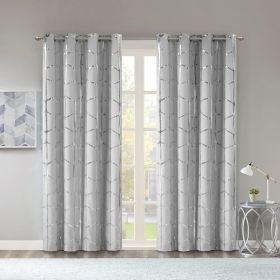 Total Blackout Metallic Print Grommet Top Curtain Panel(Only 1 Pc Panel) (Color: as Pic)