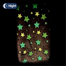 Glow-in-the Dark Blanket Unicorn Girl Gift,23 4 5 6 7 8 9 10 Year Old Girl Gift, Soft Kids Blanket (Color: Grey-Star)